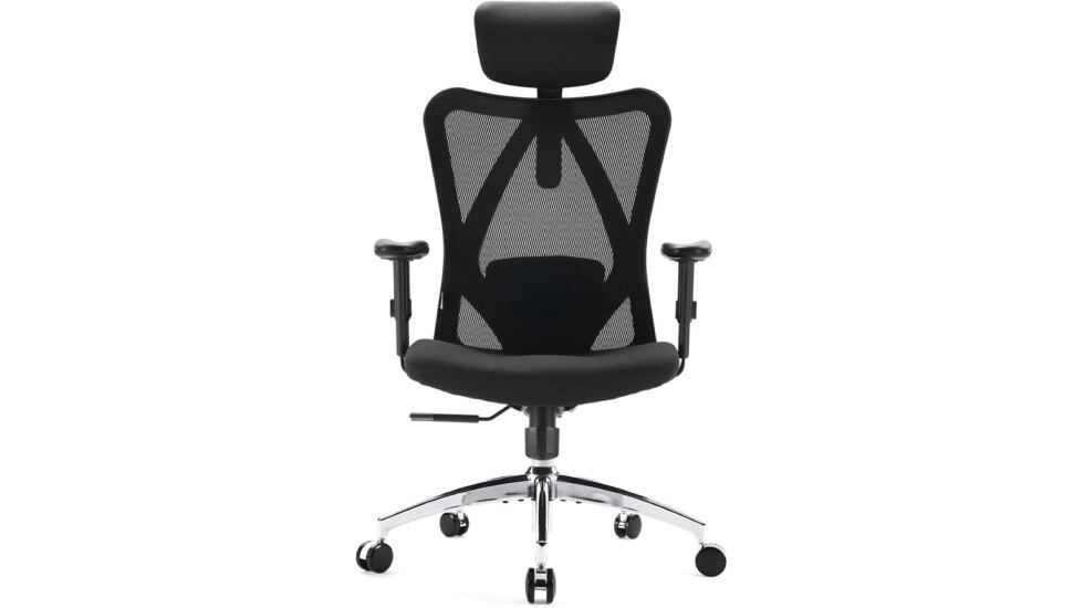 Vista frontal de la silla ergonómica de oficina de la marca Sihoo.