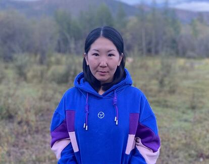 Sargylana Atlasova en su pueblo natal, Oymyakon, en Siberia, Rusia.