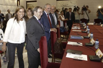 La ministra de Sanidad, Ana Mato, a su llegada a la reuni&oacute;n que ha mantenido con los consejeros de Sanidad. 