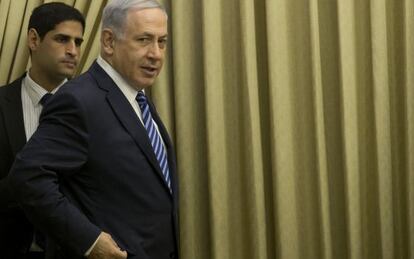 El primer ministro israelí, Benjamín Netanyahu, en la residencia del presidente Reuven Rivlin.