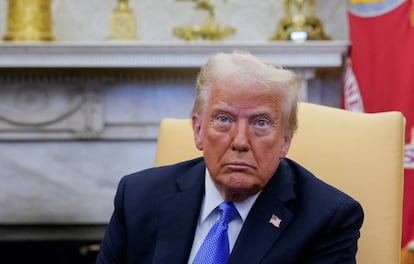 El presidente de Estados Unidos, Donald Trump, durante su reunión este viernes con el primer ministro japonés, Shigeru Ishiba.