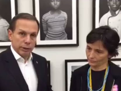 Imagem do vídeo em que Doria anuncia a saída de Soninha.