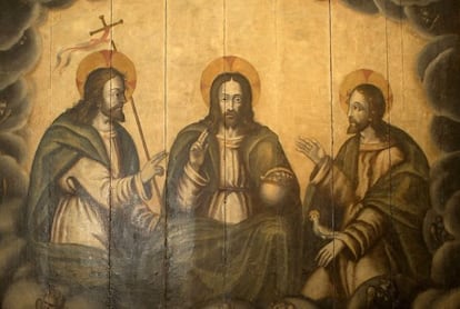 The restored 15th-century Holy Trinity altarpiece.