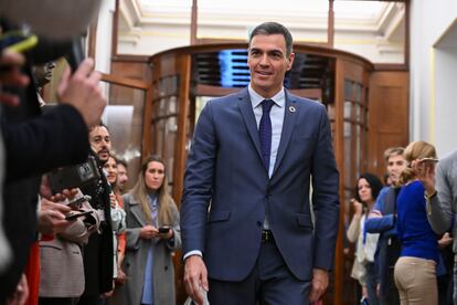 Pedro Sánchez, el 21 de noviembre en los pasillos del Congreso.