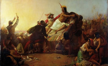 'Pizarro apoderándose del Inca de Perú' (1846), de John Everett Millais, en el museo Victoria and Albert de Londres. 