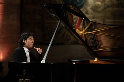 Yunchan Lim durante su recital en la Iglesia del Carmen de Peralada, el pasado sábado, 3 de agosto.