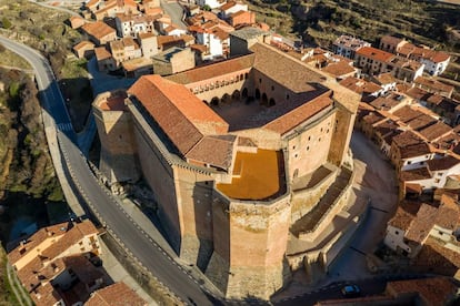 Vista aérea de la villa medieval de Mora de Rubielos.