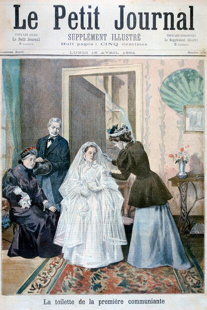 El blanco para las niñas en su primera comunión se remonta, como en las bodas, al siglo XIX. En la imagen, portada de la revista ‘Le Petit Journal’, de abril de 1894.