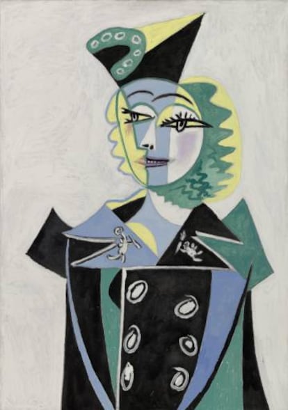 Retrato de Pablo Picasso 1937 de de Nusch Éluard, en el que la esposa del poeta surrealista vestía uno de los conjuntos de Shiaparelli.