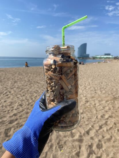 Parte de los residuos recogidos en la playa.