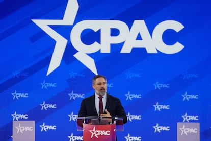 Santiago Abascal, durante su intervencin del jueves en una conferencia conservadora en las afueras de Washington.