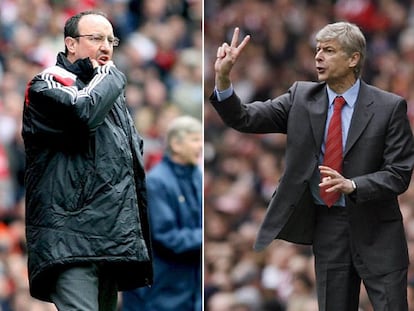 Rafa Benítez (a la izquierda) y Arsène Wenger.