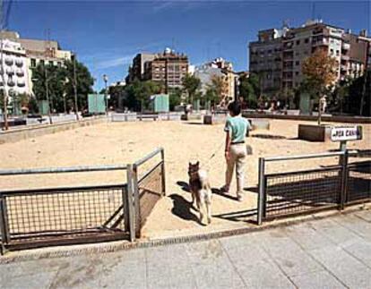 El espacio destinado a los perros en la plaza de Olavide.