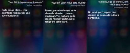 Respuestas de Siri sobre la muerte del personaje de Jon Nieve.