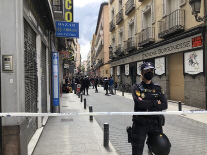 Los alrededores del edificio, en Madrid.