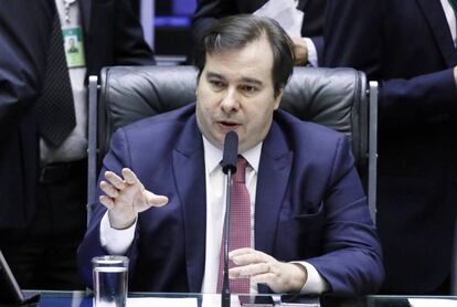 O presidente da Câmara, deputado Rodrigo Maia, nesta terça-feira no plenário da Casa.