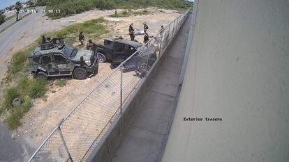 Soldados durante el operarivo en Nuevo Laredo, Tamaulipas, el 18 de mayo 2023.