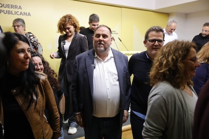 Oriol Junqueras, tras la rueda de prensa posterior a la primera vuelta del Congreso de ERC, el pasado 30 de noviembre