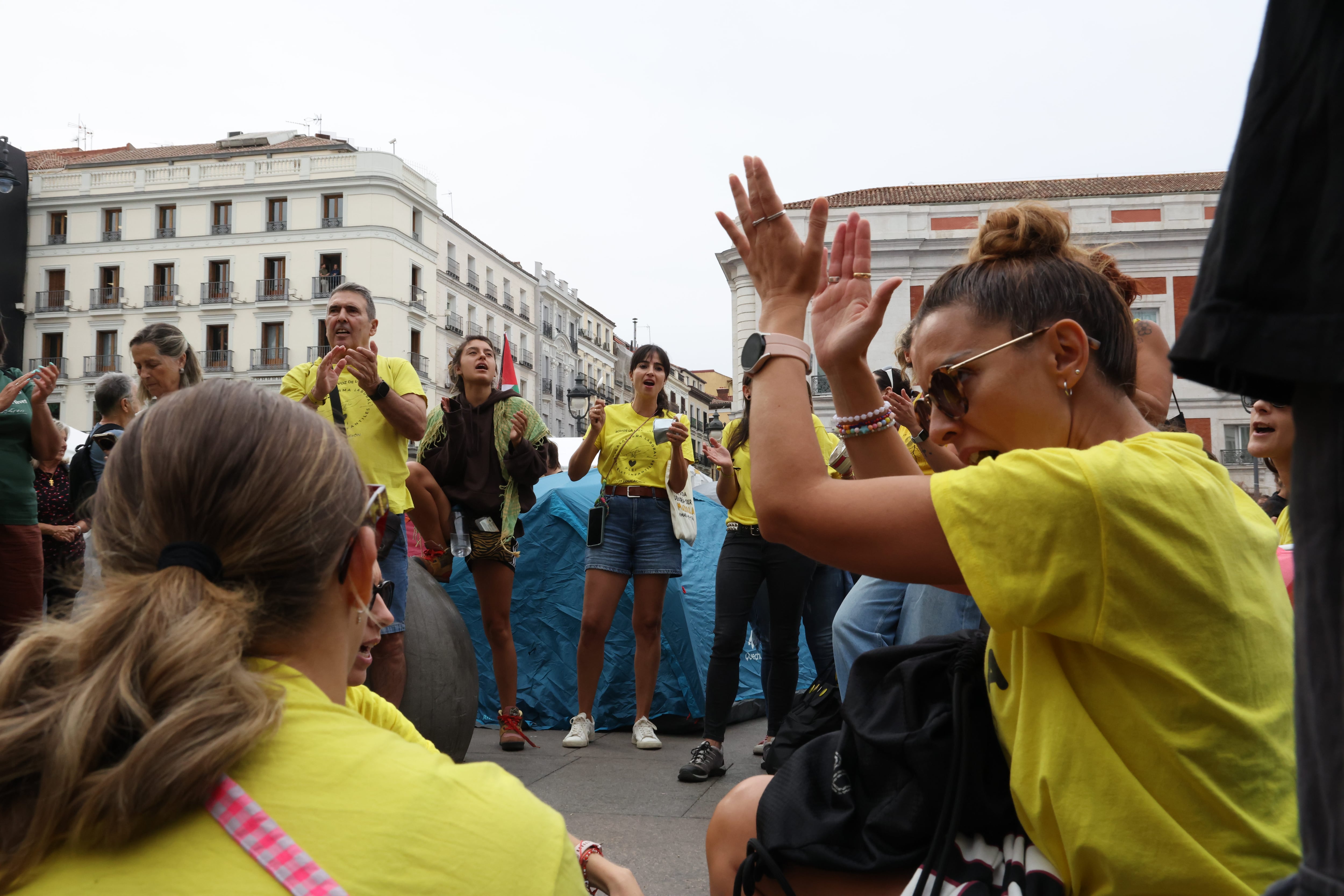 Una asamblea, en la tercera jornada de la acampada en la Puerta del Sol (Madrid).