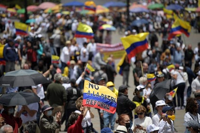 Protestas contra las reformas del gobierno de Gustavo Petro. Este lune en Bogotá-