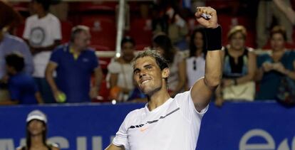 Nadal celebra su triunfo contra Nishioka.