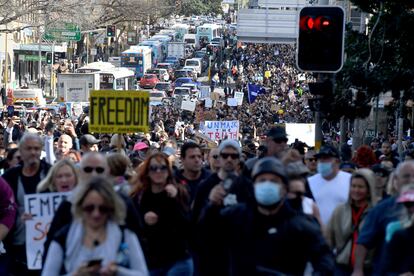 Manifestación en Sídney contra los confinamientos.