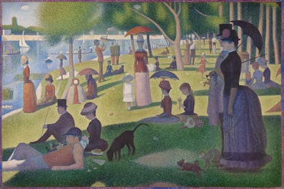 ‘A Sunday Afternoon on the Island of La Grande Jatte,’ painted in 1884 by Georges-Pierre Seurat. What many perceive as bucolic and calm is a source of anxiety and concern for others, due to a very simple fact: the next day is Monday.