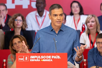 El secretario general del PSOE y presidente del Gobierno, Pedro Sánchez, este sábado durante su intervención en la reunión del comité federal, en una imagen facilitada por el partido. 