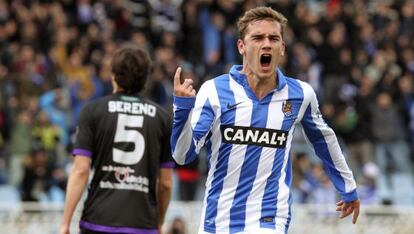 Griezmann celebra el tercer gol ante el Valladolid.
