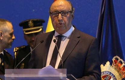 El director general de la Policía, Germán López Iglesias durante su intervención en el acto de celebración de los Santos Ángeles Custodios.