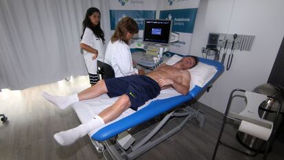 Leo Messi, en el reconocimiento médico del Barça.