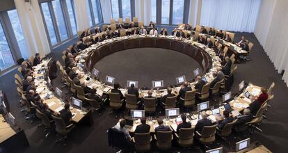 Reunión del consejo de gobierno del BCE en 2017.
 
