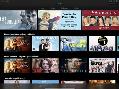 Aplicación de Amazon Prime Video en iPad.