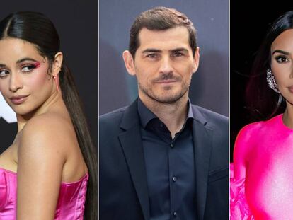 De izquierda a derecha, Camila Cabello, Iker Casillas y Kim Kardashian.