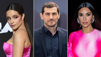 De izquierda a derecha, Camila Cabello, Iker Casillas y Kim Kardashian.