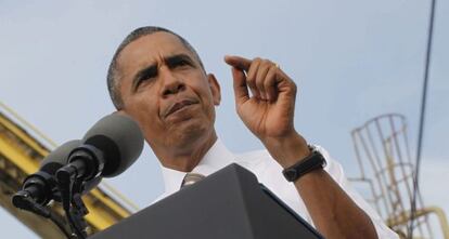 El presidente de EE UU, Barack Obama, durante su discurso en Rockville (Maryland).