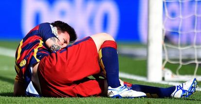 Messi, el día de su lesión contra Las Palmas.