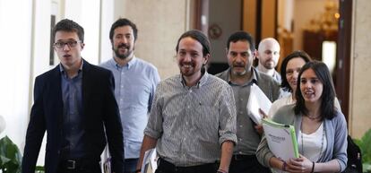 El equipo negociador de Podemos.