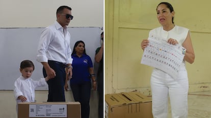 Daniel Noboa y Luisa González durante la jornada electoral.