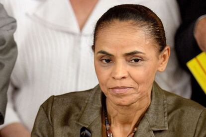 Marina Silva durante uma coletiva de imprensa do PSB.