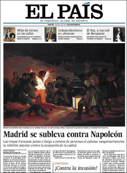 Portada de la edición especial 3 de mayo de 1808.