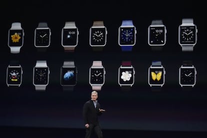 Tim Cook,durante la presentación del nuevo reloj.