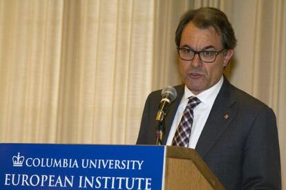 Artur Mas durant la conferència a la Universitat de Colúmbia.