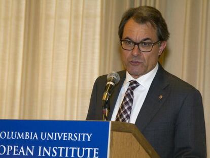 Artur Mas durant la conferència a la Universitat de Colúmbia.