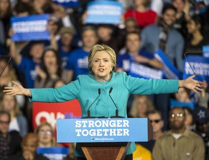 Hillary Clinton, ayer en Cleveland.