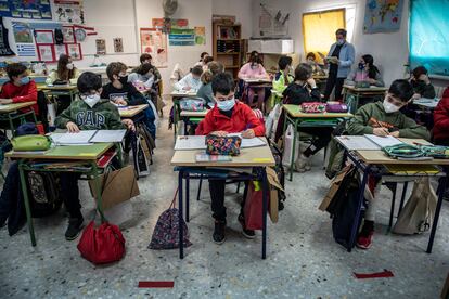 Una clase en colegio de Valencia, en febrero de 2021.