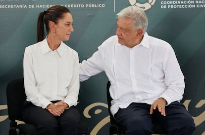Claudia Sheinbaum y Andrés Manuel López Obrador en Coahuila, el 14 de junio.