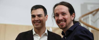 Pedro S&aacute;nchez (izquierda) y Pablo Iglesias