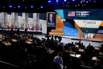 Joe Biden, durante su discurso en la primera sesión de la Cumbre de las Américas.
