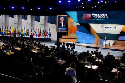 Joe Biden, durante su discurso en la primera sesión de la Cumbre de las Américas. 